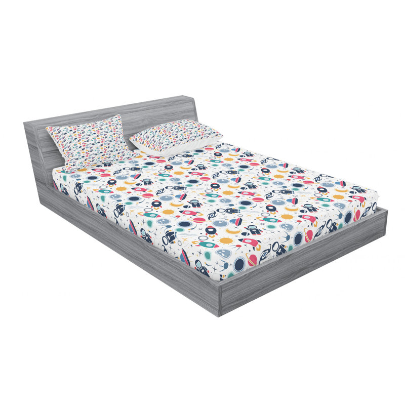 Spaceship Microfiber Sheet Set, Queen Sheet Set with Fitted Sheet