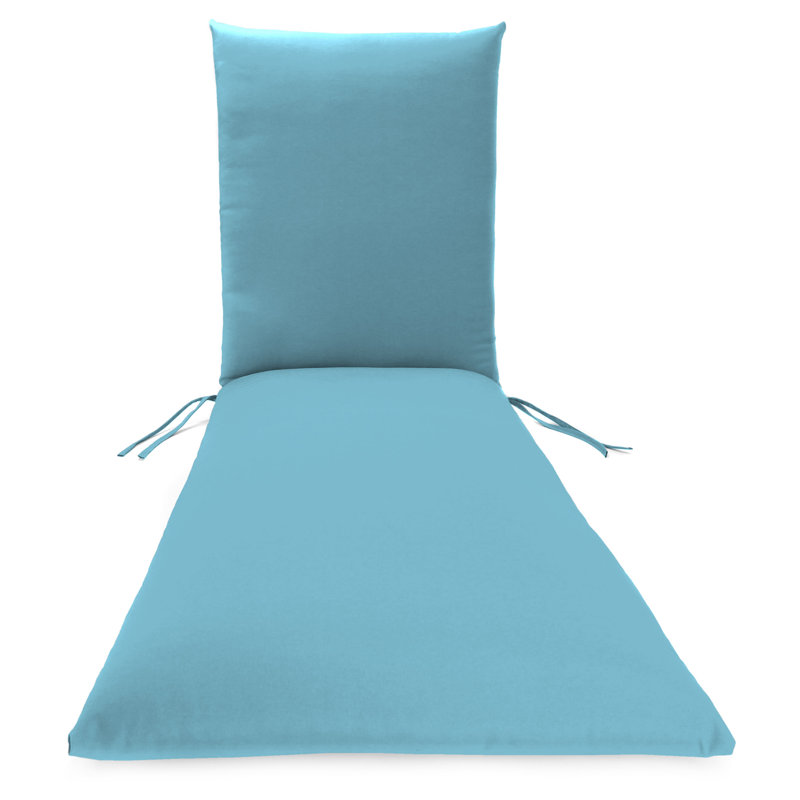 74" x 22" Outdoor Chaise Lounge Cushion with Ties and Loop, Light Blue