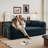 AquaWood Sectional Sofa — 78.8" Convertible Floor Sofa Bed with Pillow Back Support, Corduroy Fabric Loveseat, Blue