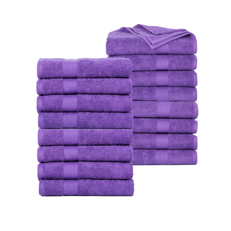 Ensemble de serviettes 100% coton super doux et absorbant Como, Serviettes de bain - paquet de 16, Mauve