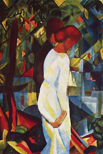 «Couple in Forest» par August Macke - reproduction, H 66 po x l 44 po