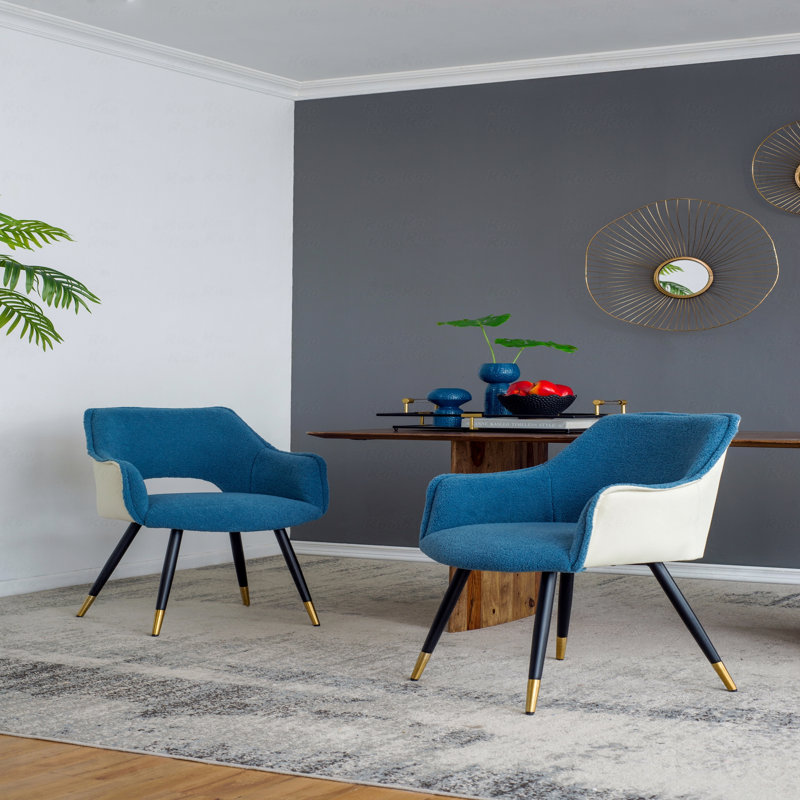 Ensemble de 2 chaises d'appoint de base en tissu bleu