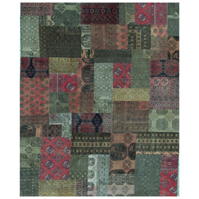 Afghan Wool Patchwork Area Rug