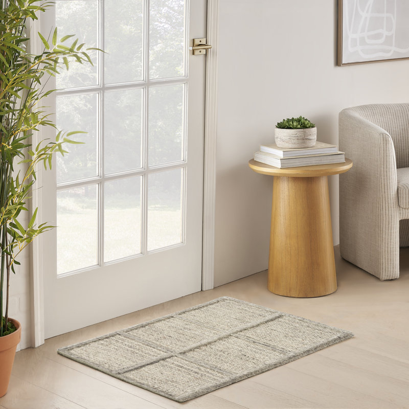 Tapis d'intérieur moderne argenté 2 pi x 3 pi D Cadre, Rectangulaire 2 pi x 3 pi