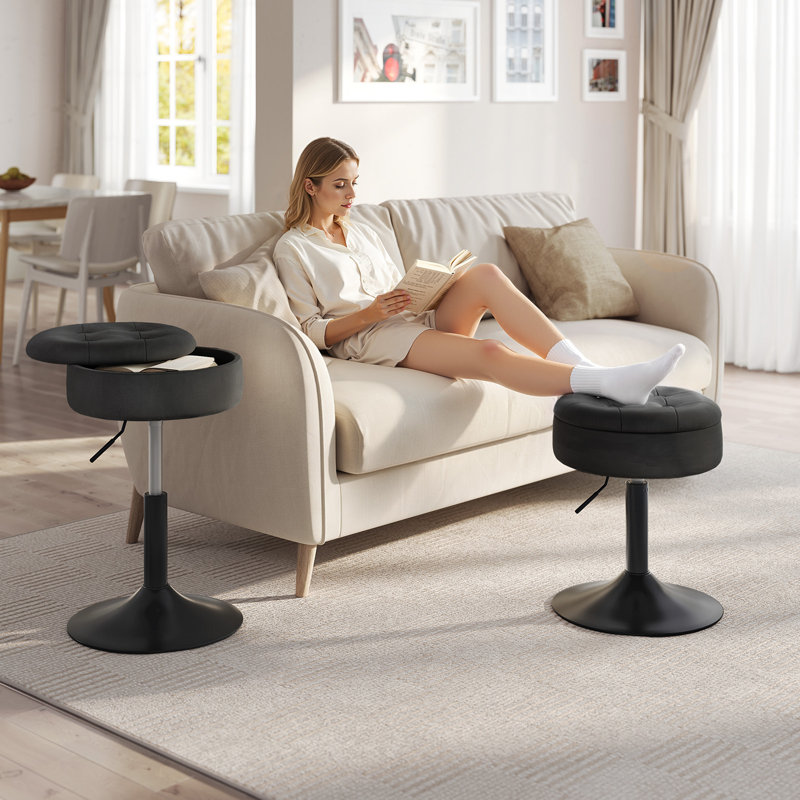 Lieven Adjustable Height Ergonomic Lab Stool, Black