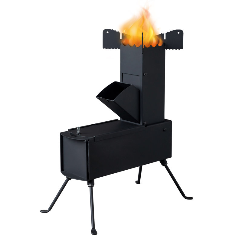 Keeley L-Shaped Steel Smokeless Chimnea, 21.3" H x 9.8" W x 17" D