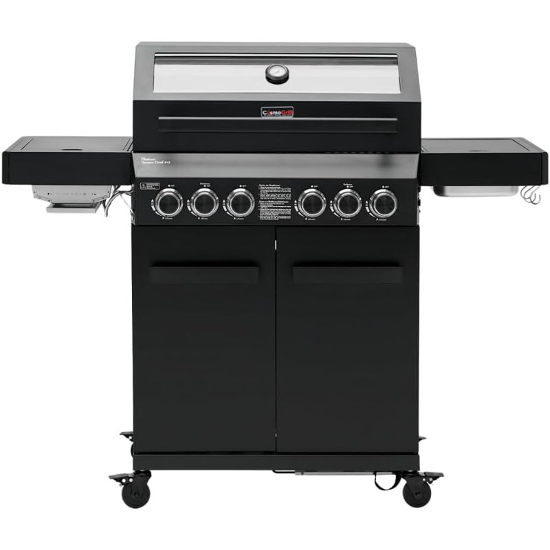 Yamara COSMOGRILL 4 - Burner Freestanding Gas Grill with Side Burner and Cabinet, Black