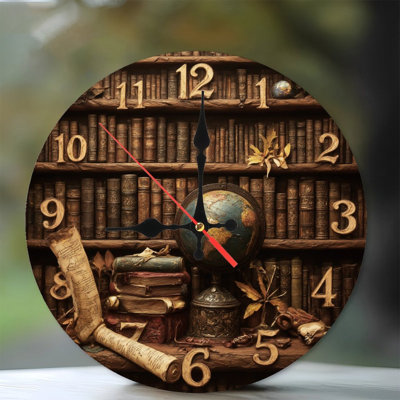 Clock Numbers On Bookshelf With Globe