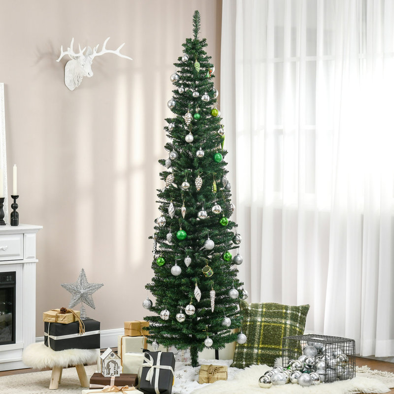 Arbre de Noël artificiel 7 pi, 499 pointes, pas de danger d'incendie, arbre mince de 7 pi, branche, installation facile