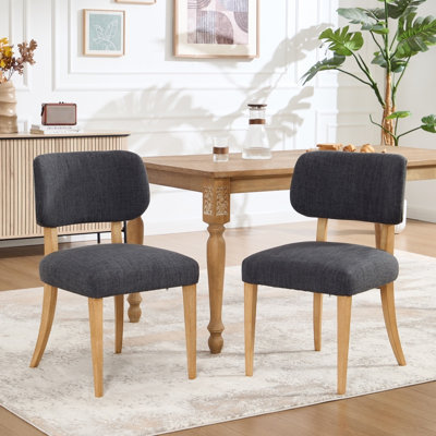 Ensemble de 2 chaises de salle à manger en bois, chaises d'appoint en tissu rembourrées modernes pour cuisine et salle à manger