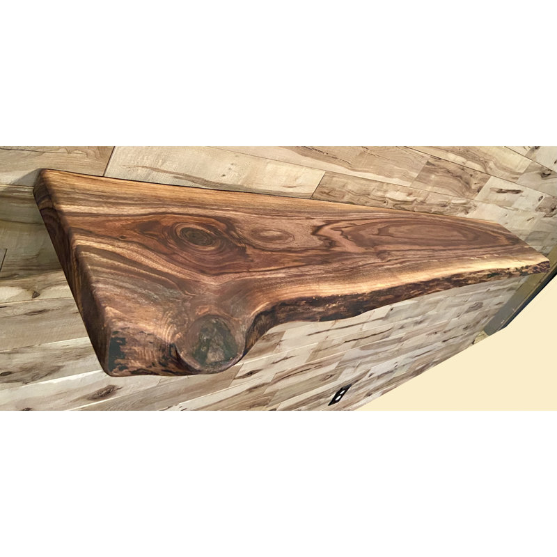 Custom Walnut Live Edge Floating Shelves, 2" H x 66" W x 12" D