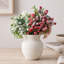 Ensemble de 2 bouquets de fleurs de baies artificielles avec verdure, tiges florales mélangées rouges et blanches pour vase et centre de table