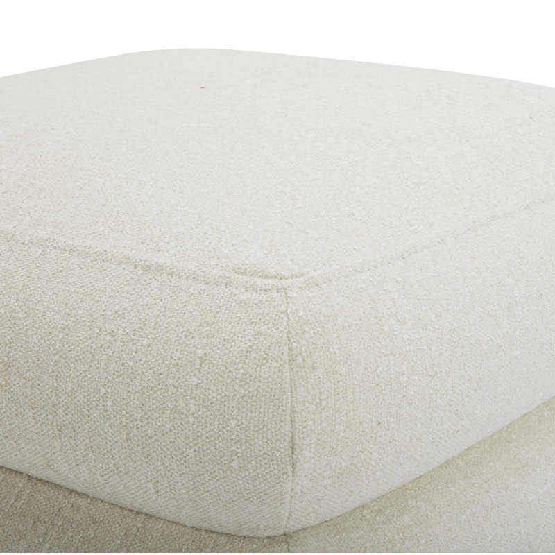 Donia Upholstered Ottoman, Warm White Basketweave