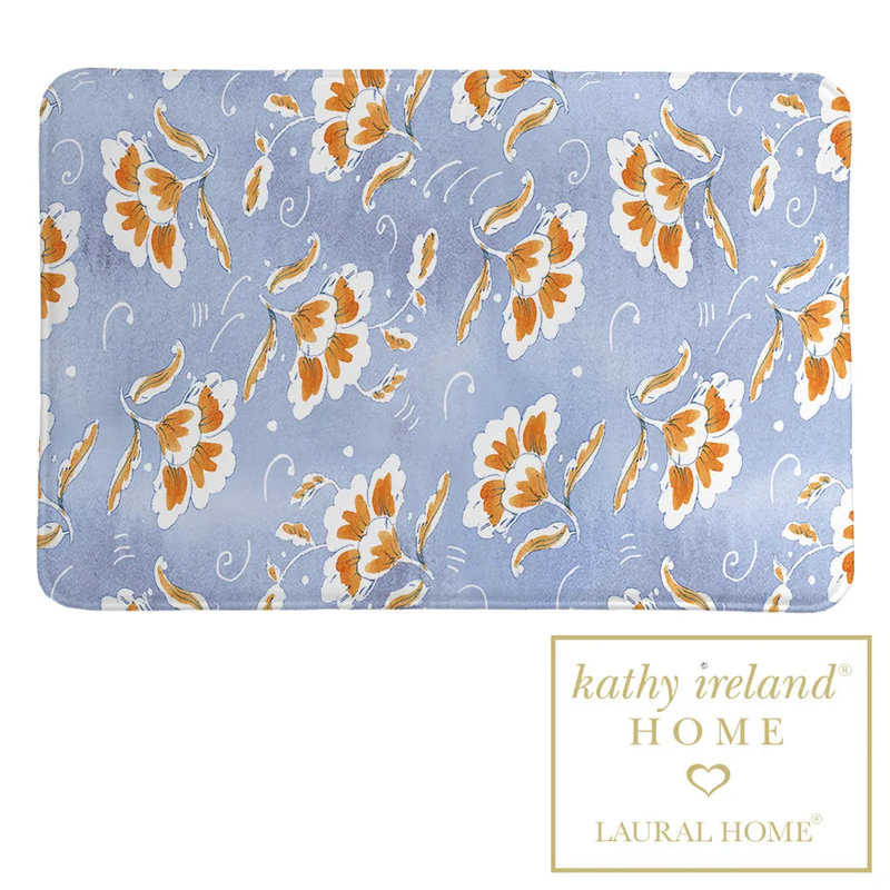 Tapis de bain floral, Bleu clair