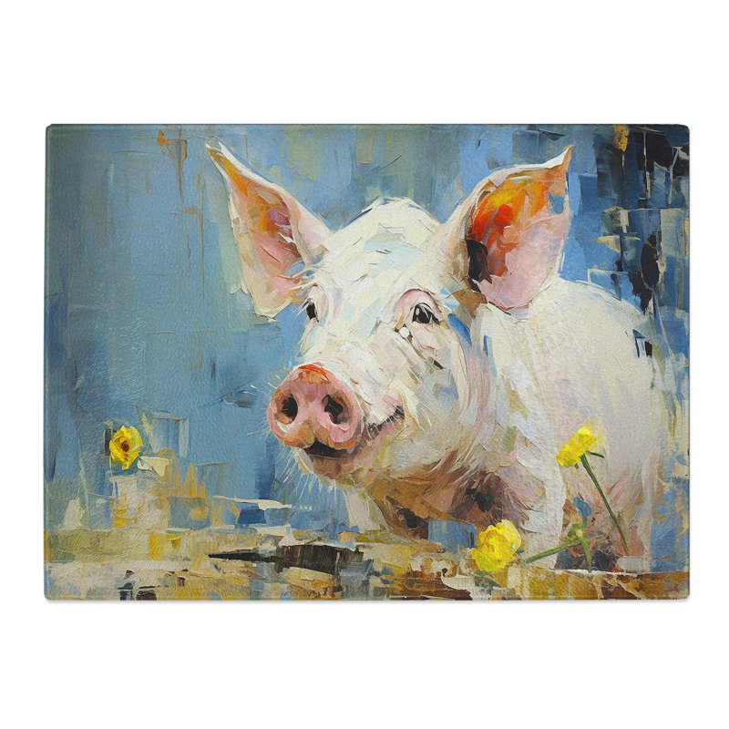 Pig Gestural  Glass Chopping Board