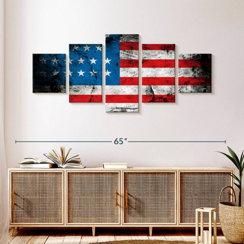 Drapeau américain grunge, H 24 po x l 55 po