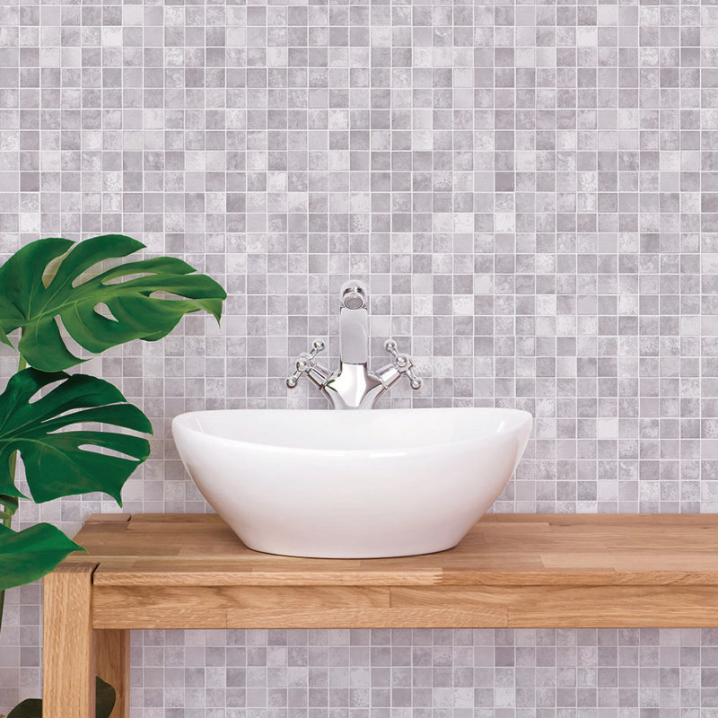 Papier peint adhésif mosaïque, Gris