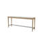 Console en verre givré et 3 tabourets, particularité de finition sable, transitionnel décontracté, table en bois massif et tabourets, Grace attrayante, élégance,