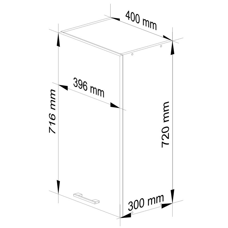 Oliwia kitchen wall -mounted cabinet in white, glossy white Base Unit, 72cm H x 40cm W x 30cm D