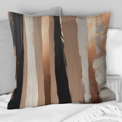Coussin décoratif à imprimé abstrait brun et noir Beyond Boundaries IV