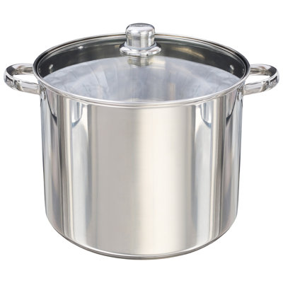 Buckingham Stainless Steel Deep Stock Pot with Glass Lid Induction Compatible 