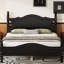 Structure de lit double en bois pleine grandeur, lit plateforme de style rétro avec support en lattes de bois, noir-124438682-124438683