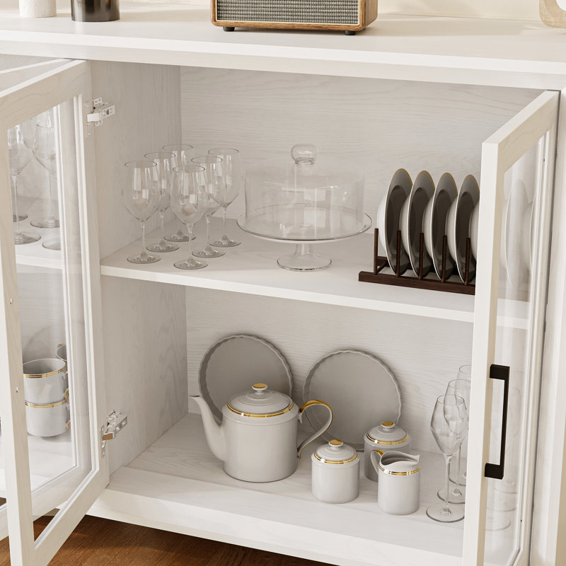 60.4'' W Sideboard With Glass Doors, White