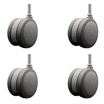 4 Inch Heavy Duty Floor Safe Twin Wheel Caster 7/16 Grip Ring Stem Set 4