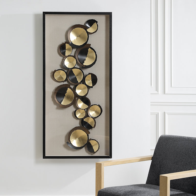 Golden Hour Iron Discs Shadow Box with Glass Frame