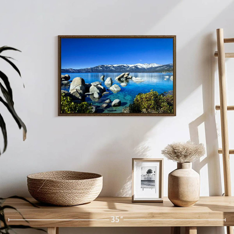 Port de sable pittoresque, 19 po x 13 po, Cadre flottant noyer