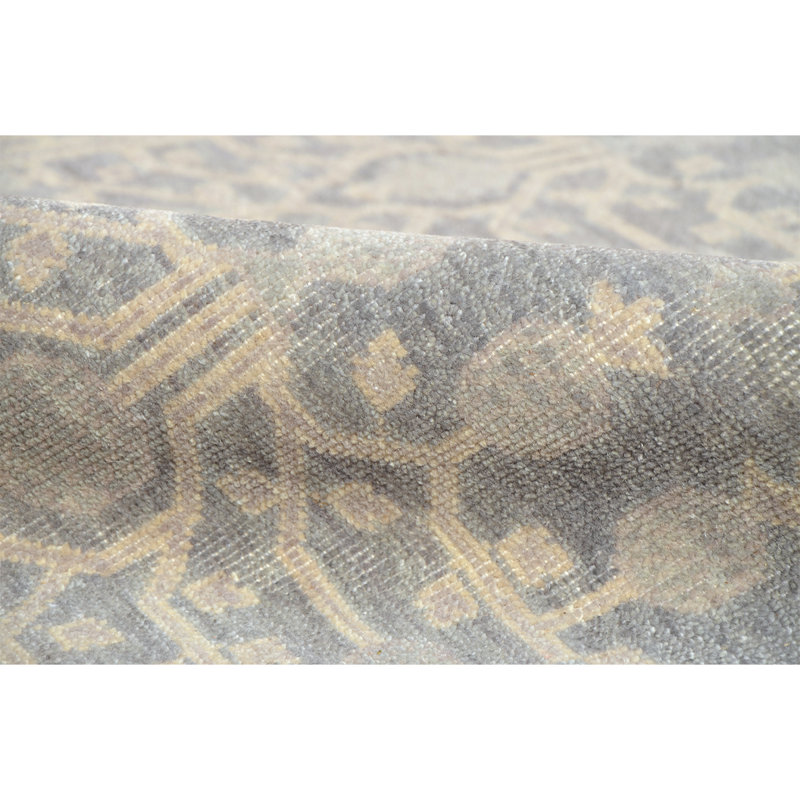 Tapis en laine noué à la main brun / beige, Rectangle de 10 pi x 14 pi