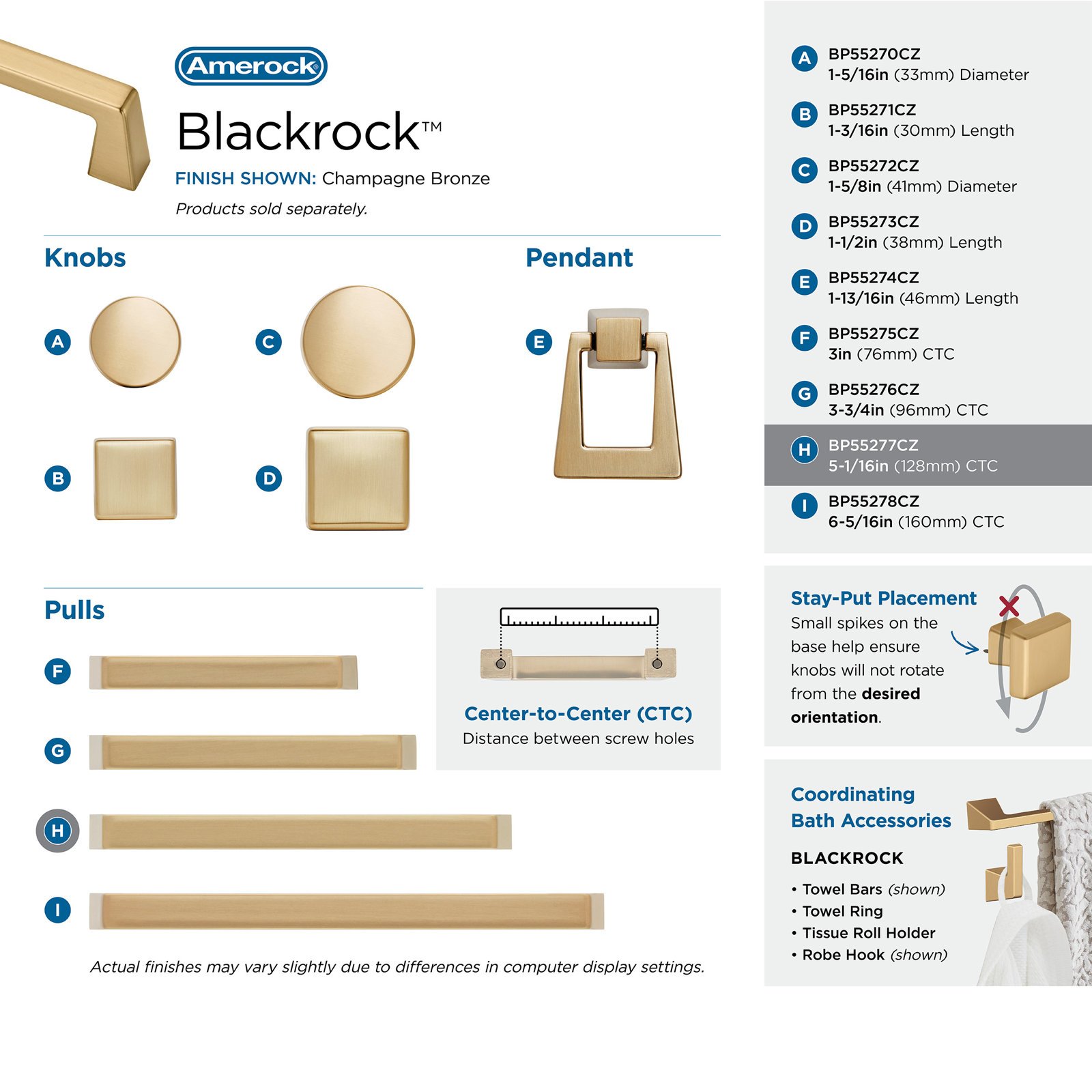 Blackrock Bar Cabinet Pull, Champagne Bronze, 5 1/16"
