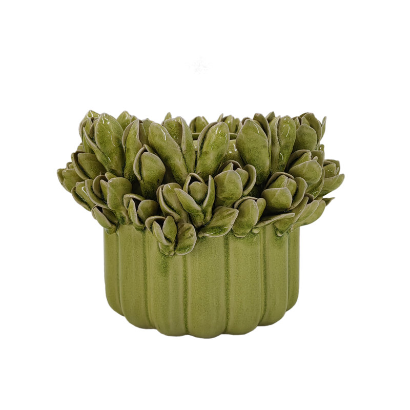 Vase Tulipe Bouquet, H 7,68 po x l 9,84 po x P 9,84 po, Vert