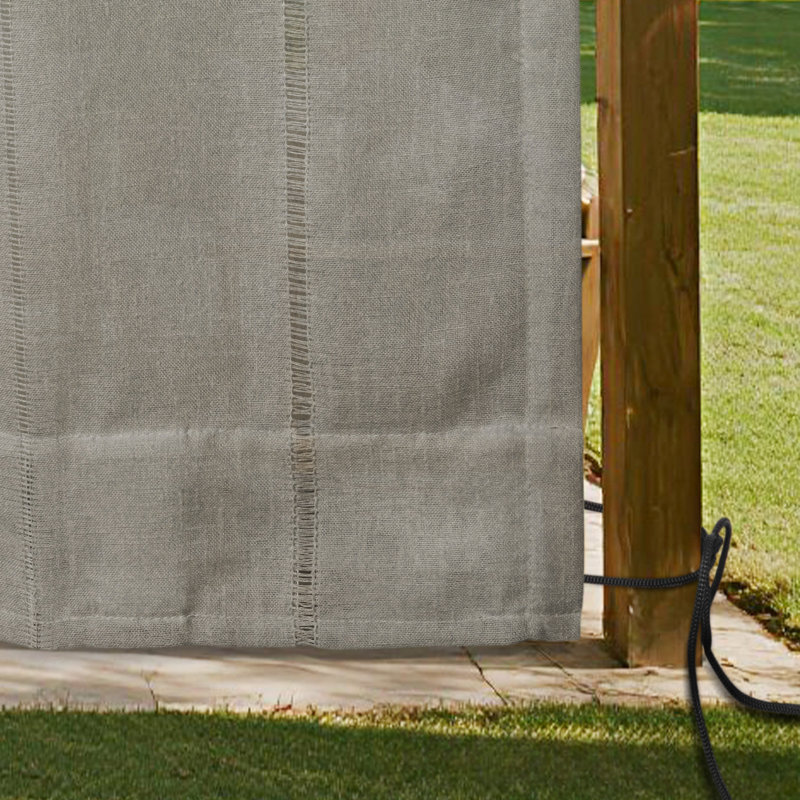 Solid Color Stripe Light Filtering Back Tab Outdoor Curtains, Gray, 52" W x 96" L