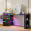 Gaming Desk with RGB Lights & Power Socket, 3 Drawers & 2 Open Shelves-1283651287
