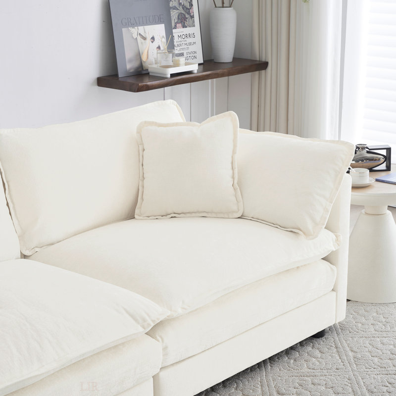 Chenille Modular Sectional Sofa, White