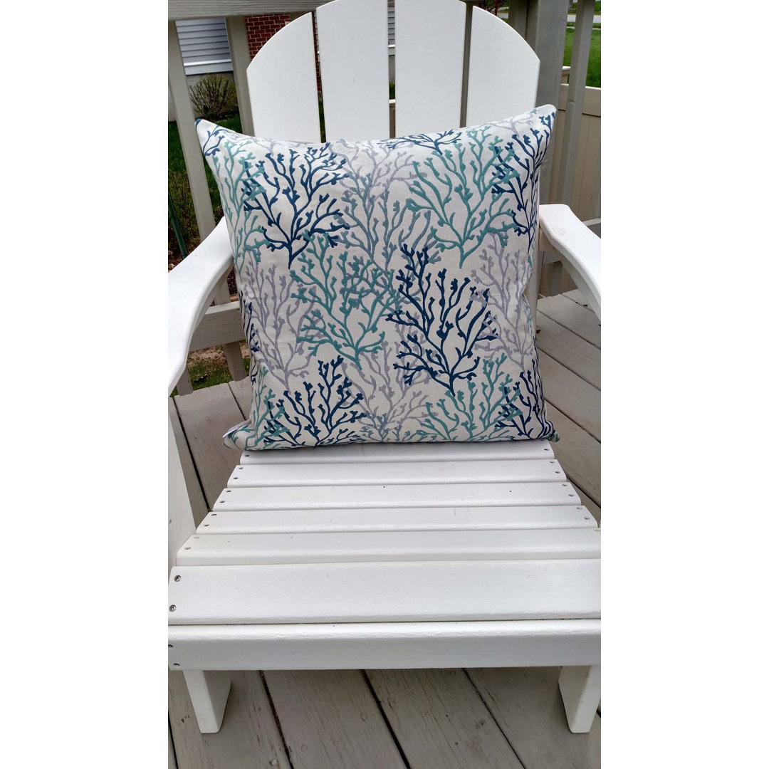Coastal Coral Isle Outdoor Square Pillow Cover & Insert Rennie & Rose Design Group 