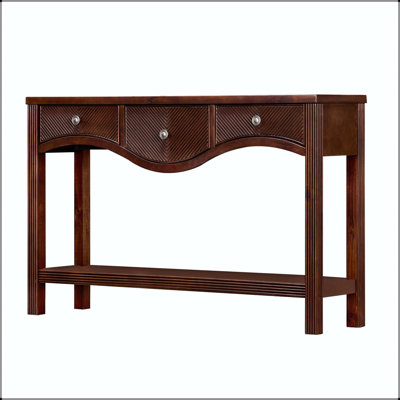 52" Fluted Console Table with Scalloped Drawers and Solid Wood Legs