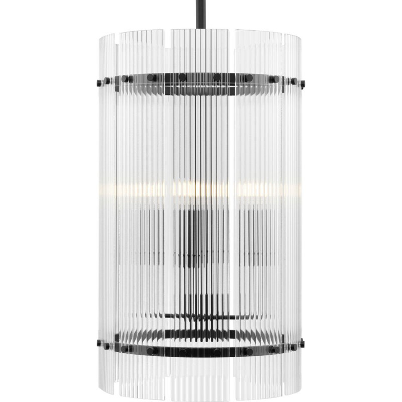 Seville Matte Black and Gold Glass 4-Light Chandelier