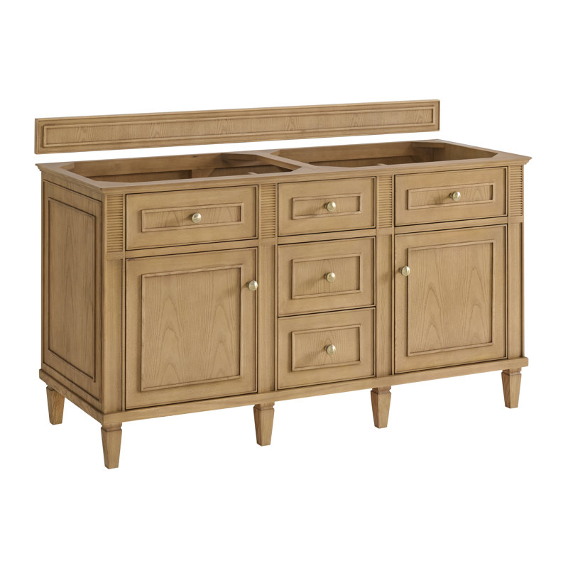 Base de meuble-lavabo double l 60 po Lorelai, Chêne naturel clair
