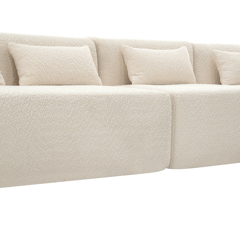 Canapé rembourré avec coussin de dossier pour le salon, beige, Mélange de polyester beige