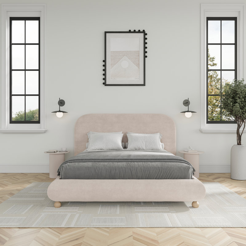 Lit tapissier Burdge, Brun clair, Grand lit
