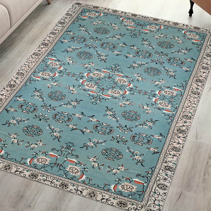 Tapis à motif floral chic, idéal pour le salon ou la chambre à coucher, en tissu doux non tissé