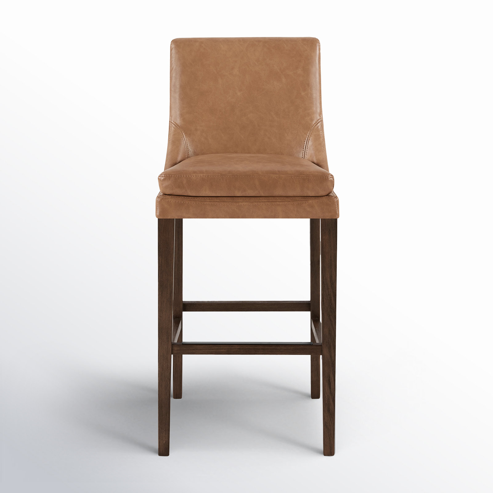 Niara Upholstered Leather Counter & Bar Stool, Bar Stool (30” Seat Height), Copley Camel Faux Leather/Brown