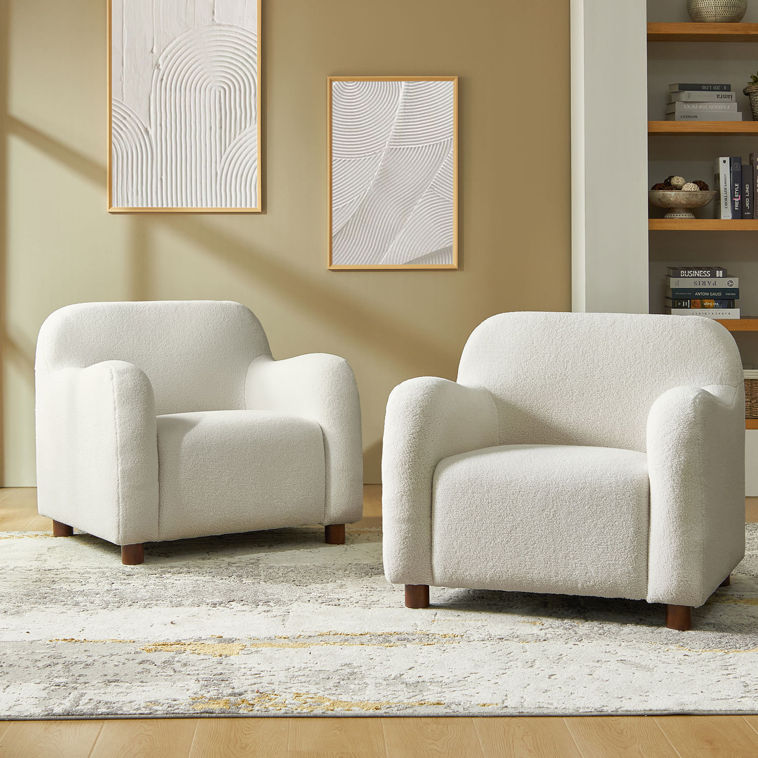 Boucle Accent Armchair, Ivory