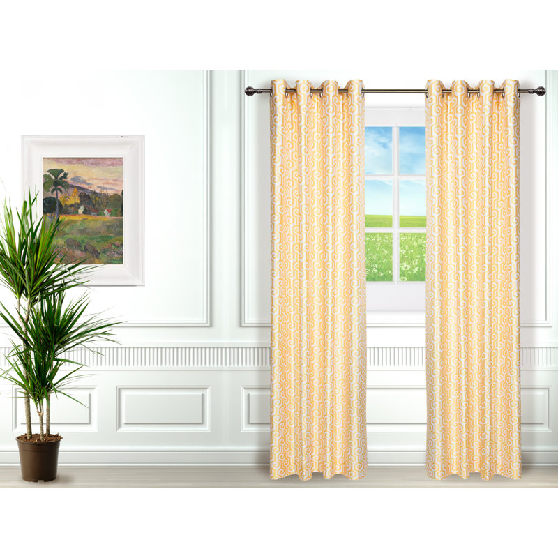 Antigone Room Darkening Curtain Pair, Yellow/White