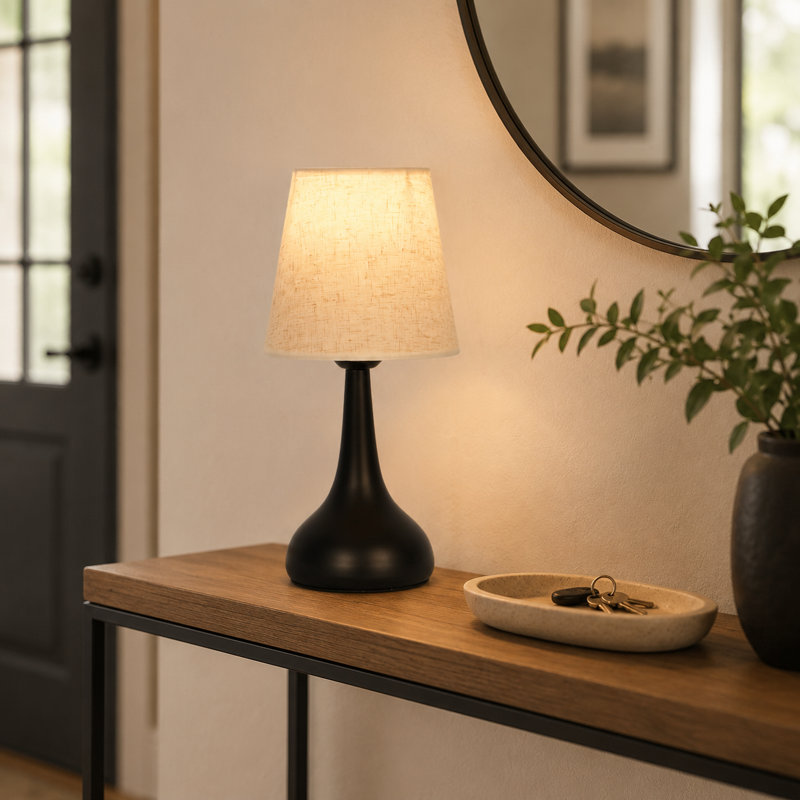 Lampe de table 13 po H noire avec abat-jour en tissu