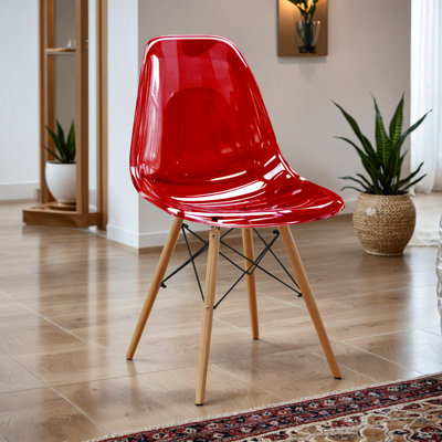 Chaise de salle à manger Dubuque avec base Eiffel en métal et pieds en bois de hêtre