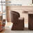 5-Piece Dining Table Set, Wood Top, Faux Fur Armchairs-108053361-108053362-108053363