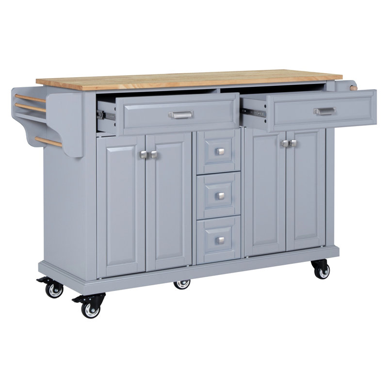 Makhel Wood Kitchen Island, Gray